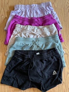 Reebok Woman’s Casual Drawstring Shorts - Black, Sage, Tan, Pink, Lilac